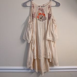 Boho Free people cold shoulder cream tunic
